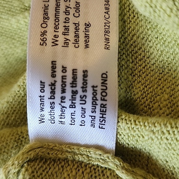 Eileen Fisher V Neck 3/4 Sleeve Green Organic Coton Linen Shirt 2X - Picture 4 of 9